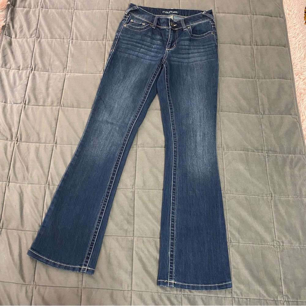 maurices y2k midrise dark wash flared jeans woman’s size 0